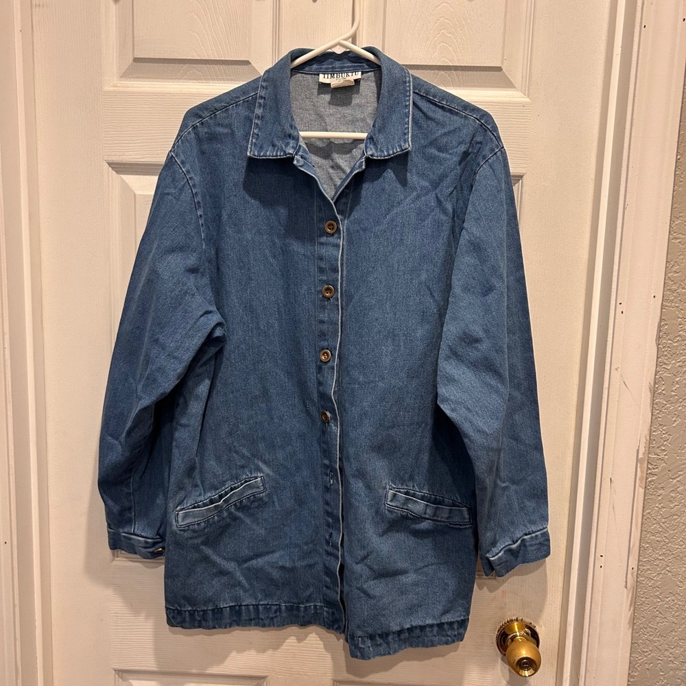 VTG Timbuktu Station Denim Jean Chore Jacket Made in USA Women's Large Fisherman